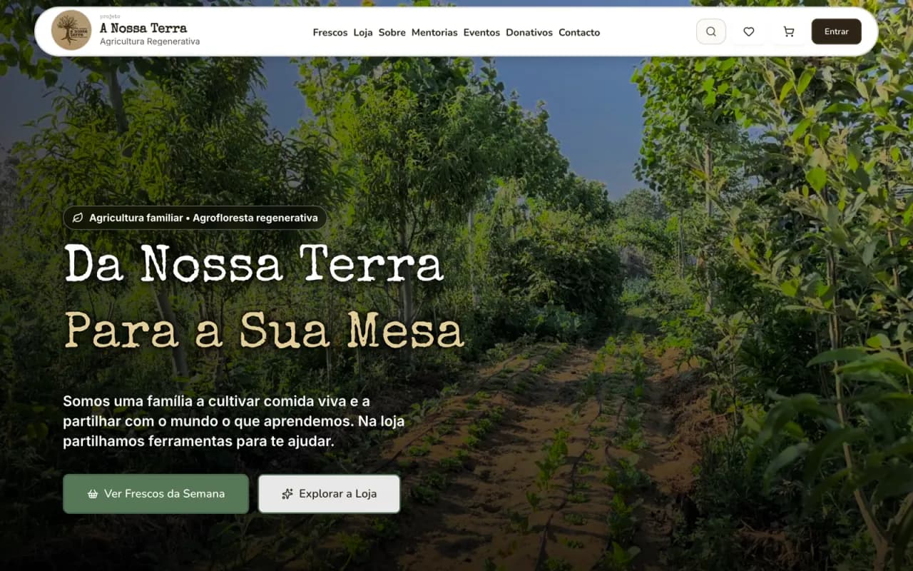 Projeto A Nossa Terra — site e plataforma de gestão, construído pelo Rúben Moderno